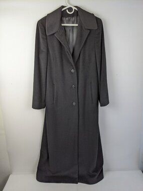 Regency New York Vintage Coat Lambswool Angora Black Size 2 Trench Overcoat